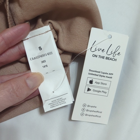 NWT Cupshe Elastic Waist Wide Leg Cargo Pants, Color Tan Size S - Picture 15 of 16